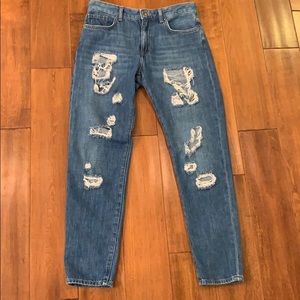 low waist ripped jeans